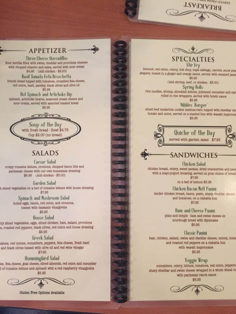 Menu at Nibbles Eatery cafe, Eureka Springs