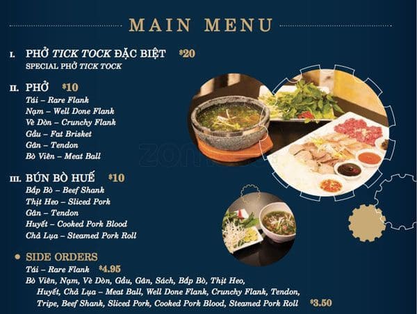 Pho Tick Tock Menu, Menu for Pho Tick Tock, East San Jose, San Jose ...