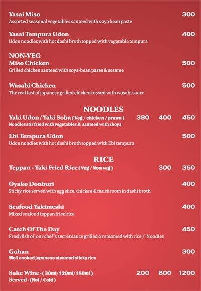 Soy - Le Royce Hotel menu