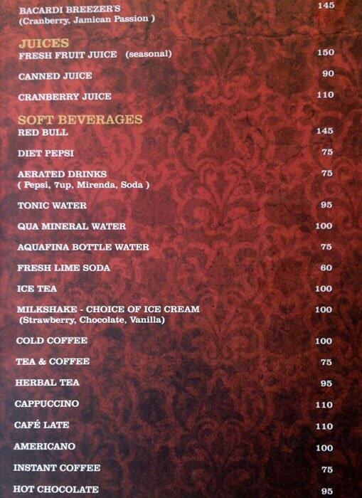 Soy - Le Royce Hotel menu