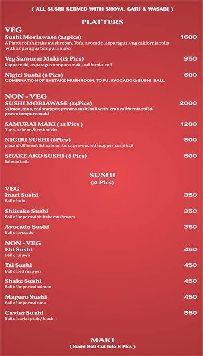 Soy - Le Royce Hotel menu