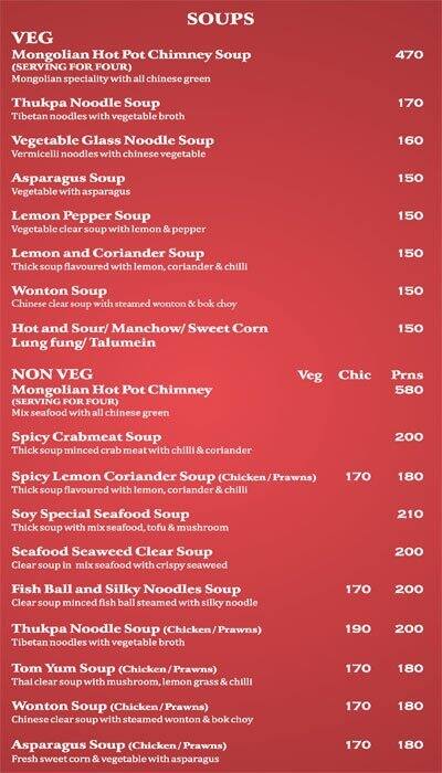 Soy - Le Royce Hotel menu