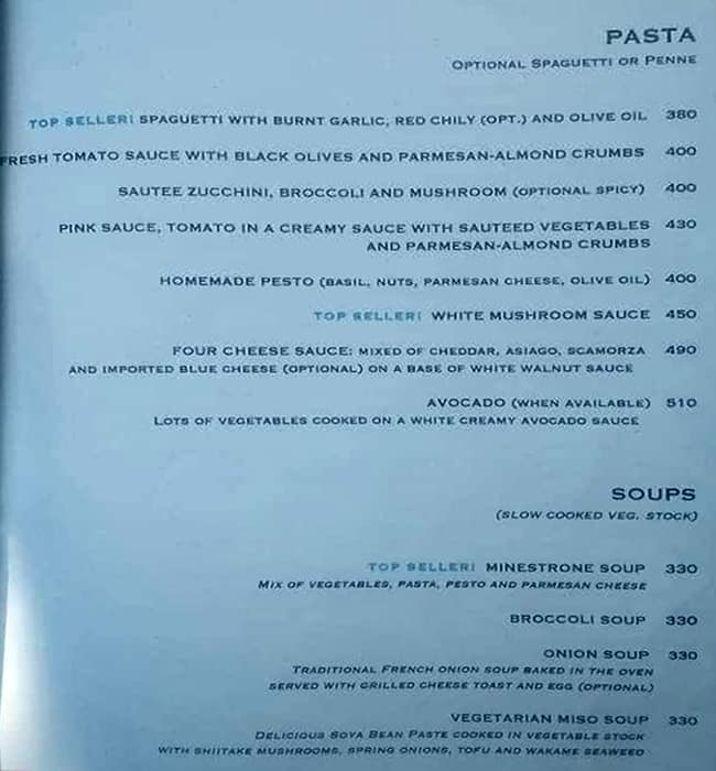 Casa Bella Vista menu