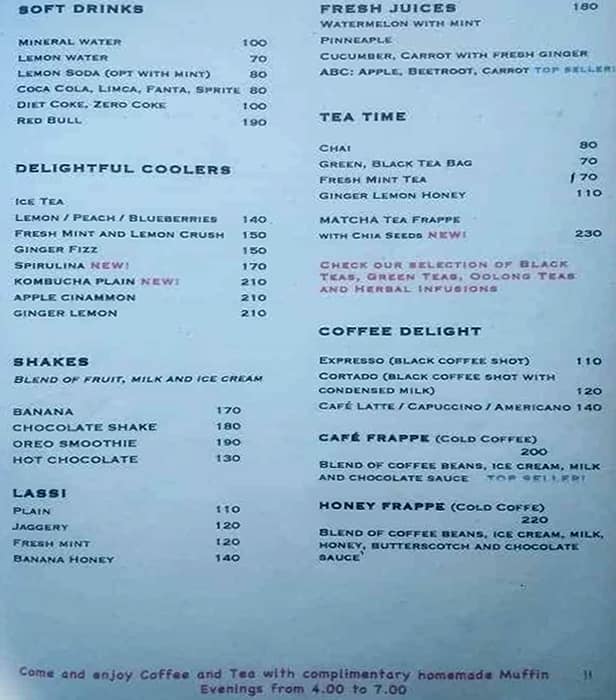 Casa Bella Vista menu