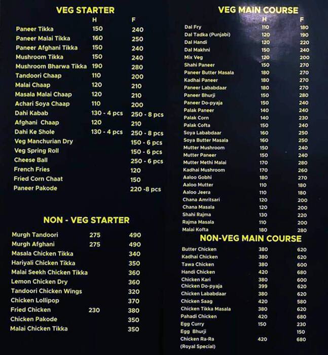 Menu of The Royal Cuisine, Sector 14, Gurgaon