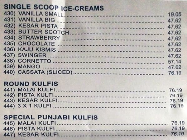 Vrindavan Veg Restaurant menu