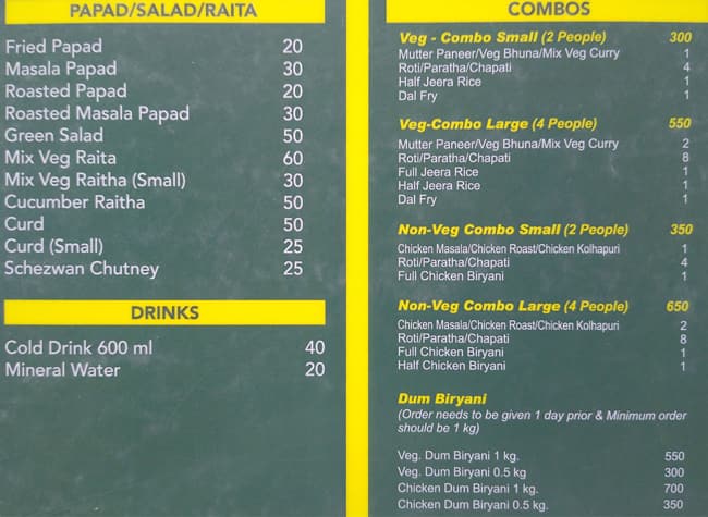 Thomson Restaurant menu