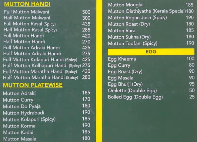 Thomson Restaurant menu