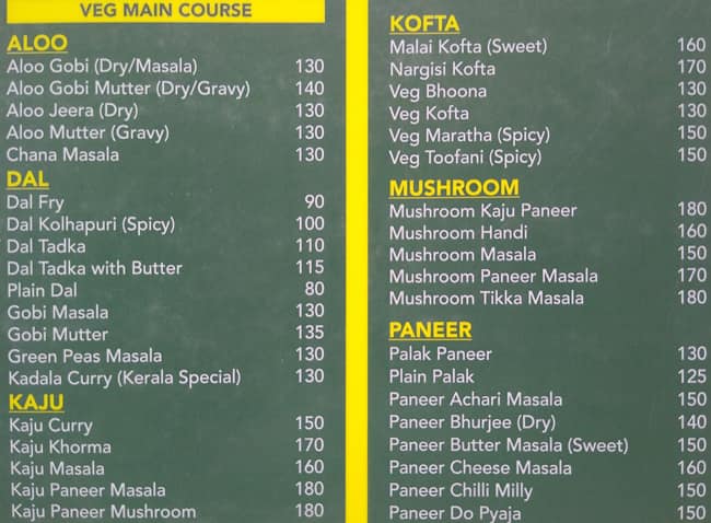 Thomson Restaurant menu