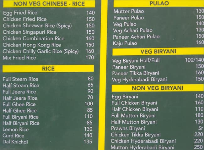 Thomson Restaurant menu
