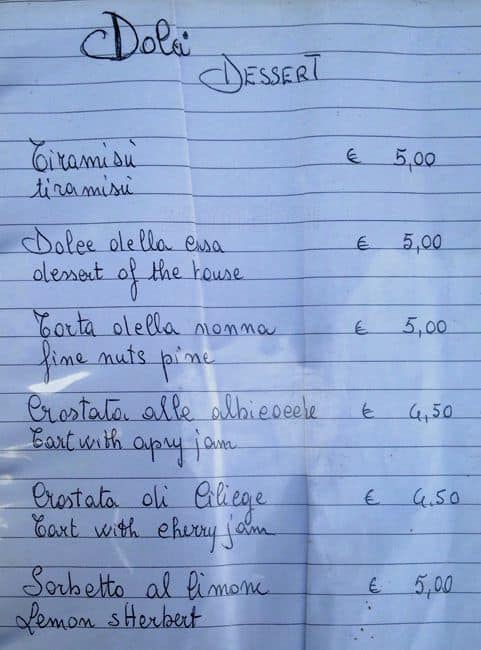 Menu di Gran Caffè Cavour 