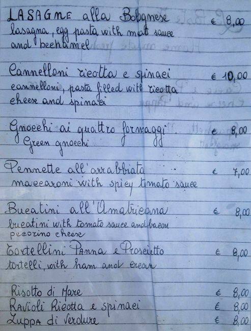 Menu di Gran Caffè Cavour 