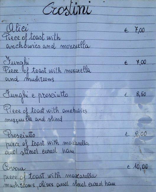 Menu di Gran Caffè Cavour 
