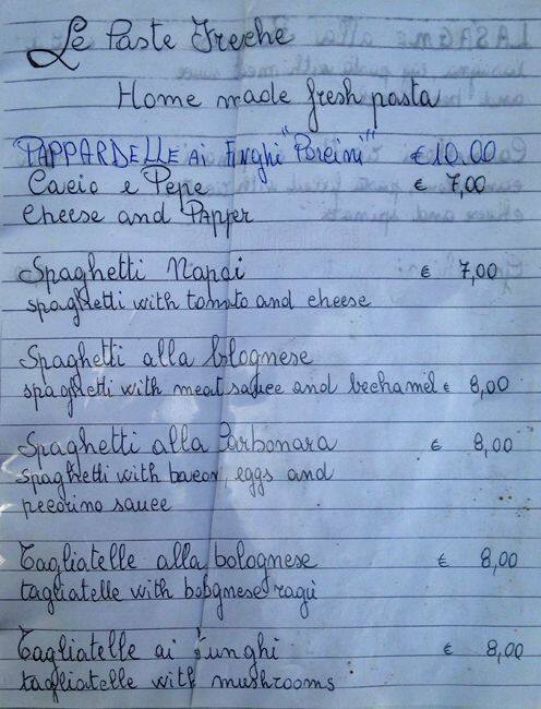 Menu di Gran Caffè Cavour 