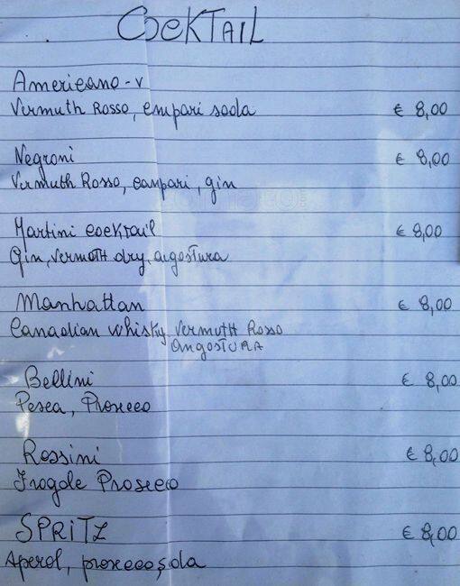 Menu di Gran Caffè Cavour 