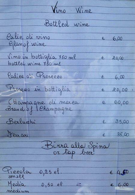 Menu di Gran Caffè Cavour 