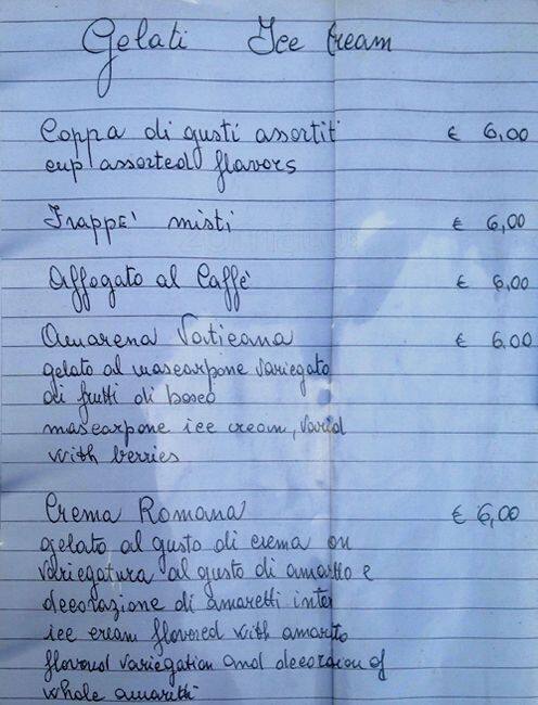 Menu di Gran Caffè Cavour 