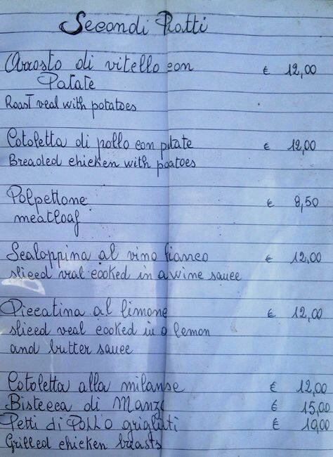 Menu di Gran Caffè Cavour 