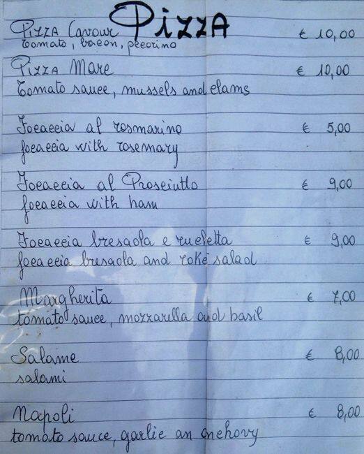Menu di Gran Caffè Cavour 