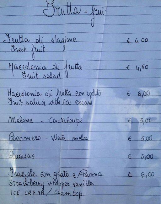 Menu di Gran Caffè Cavour 