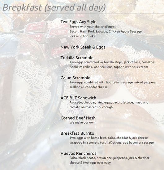 Menu at Redwood Cafe, Cotati