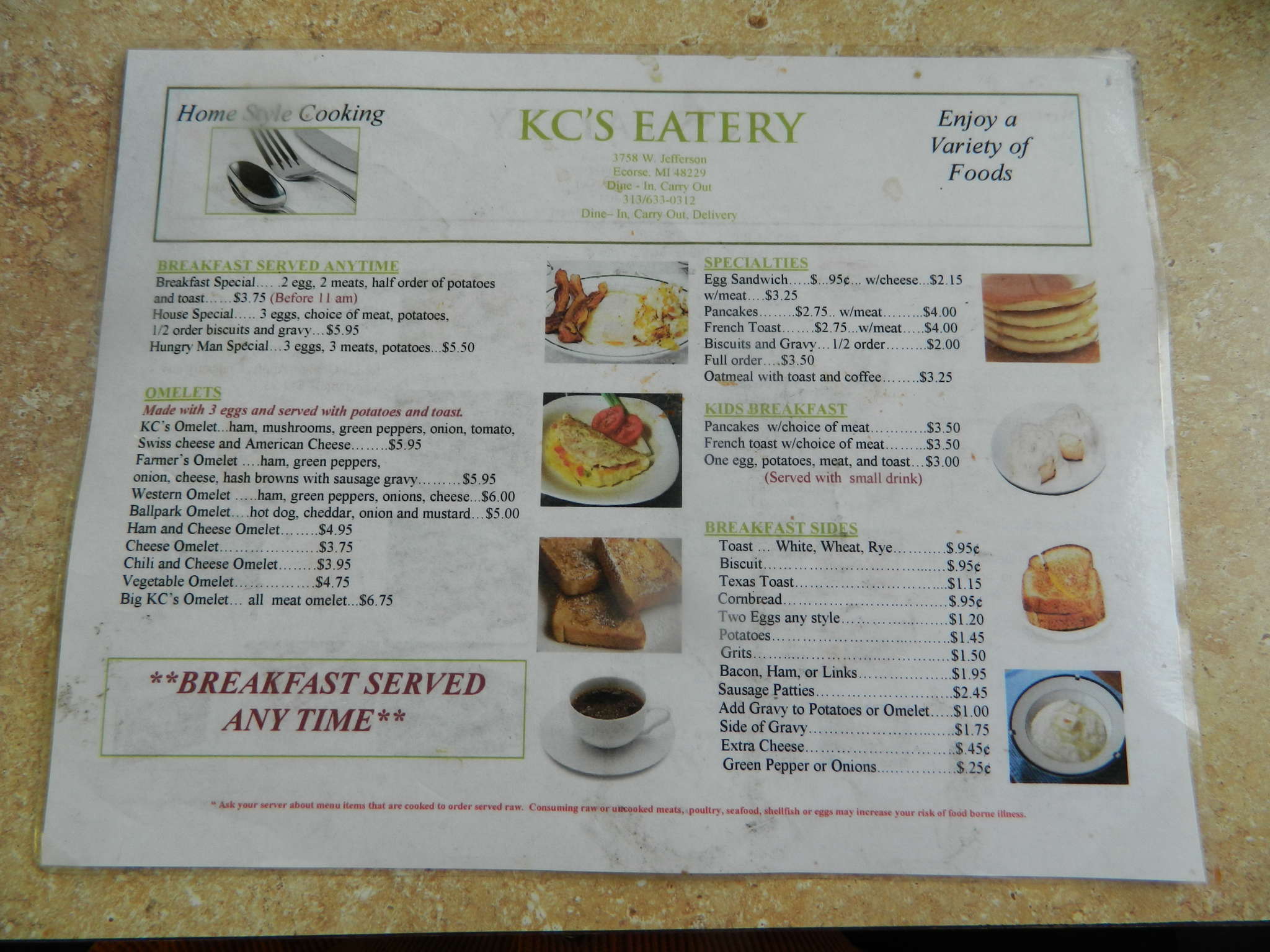 Kc's Eatery Menu, Menu for Kc's Eatery, River Rouge/Ecorse, Detroit