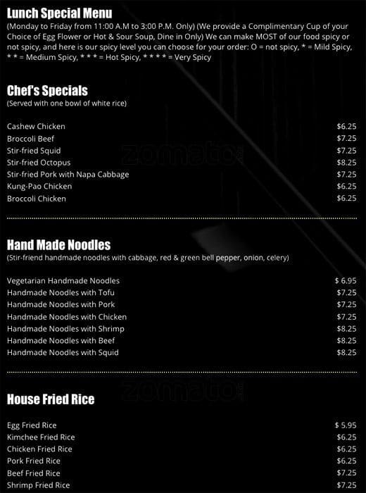 Frank's Noodle House Menu Urbanspoon/Zomato