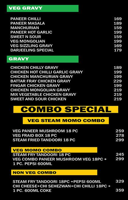 Menu at Darjeeling Hills Momos, Mumbai