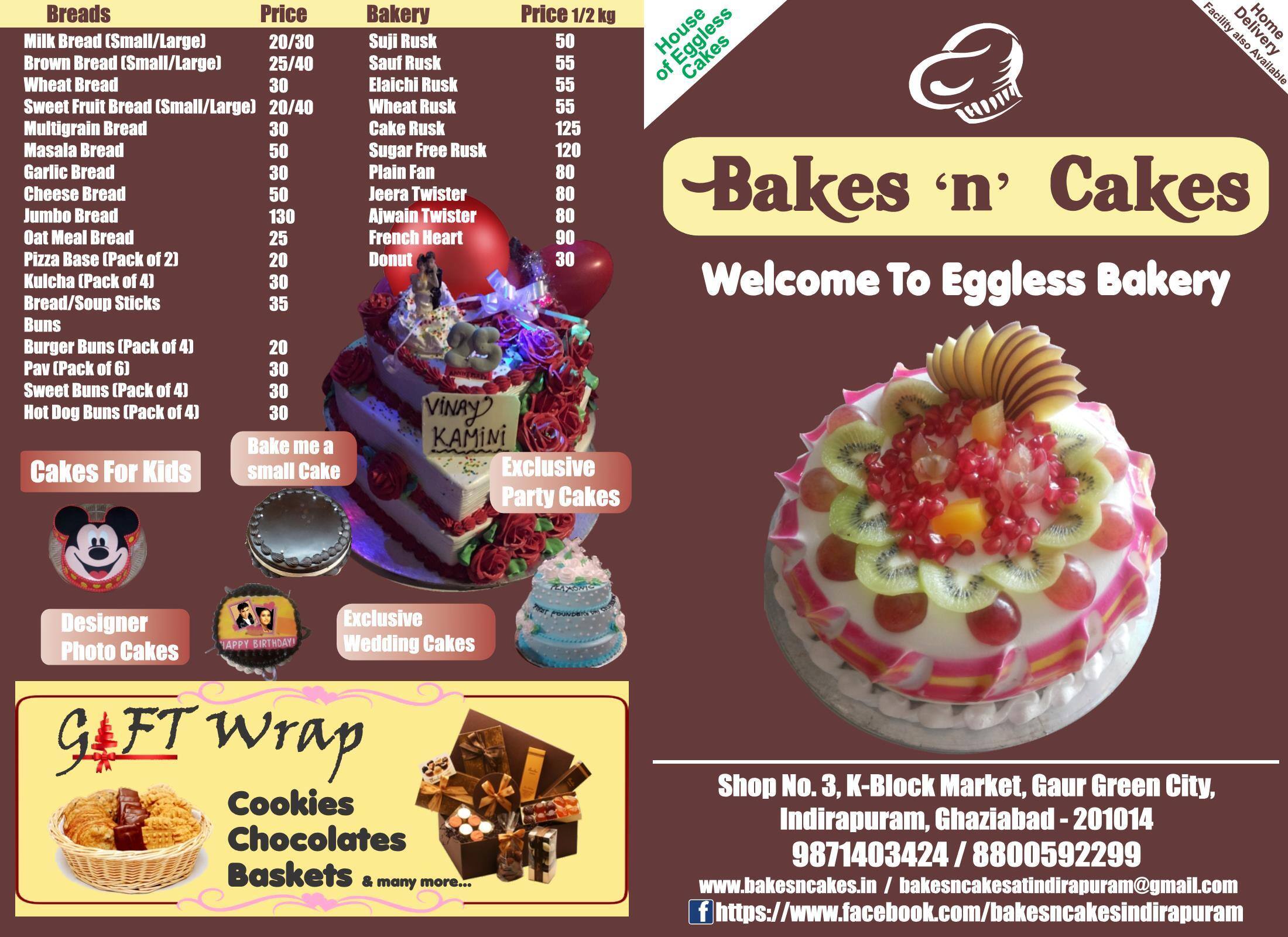Bakes N Cakes Menu, Menu for Bakes N Cakes, Indirapuram, Ghaziabad Zomato