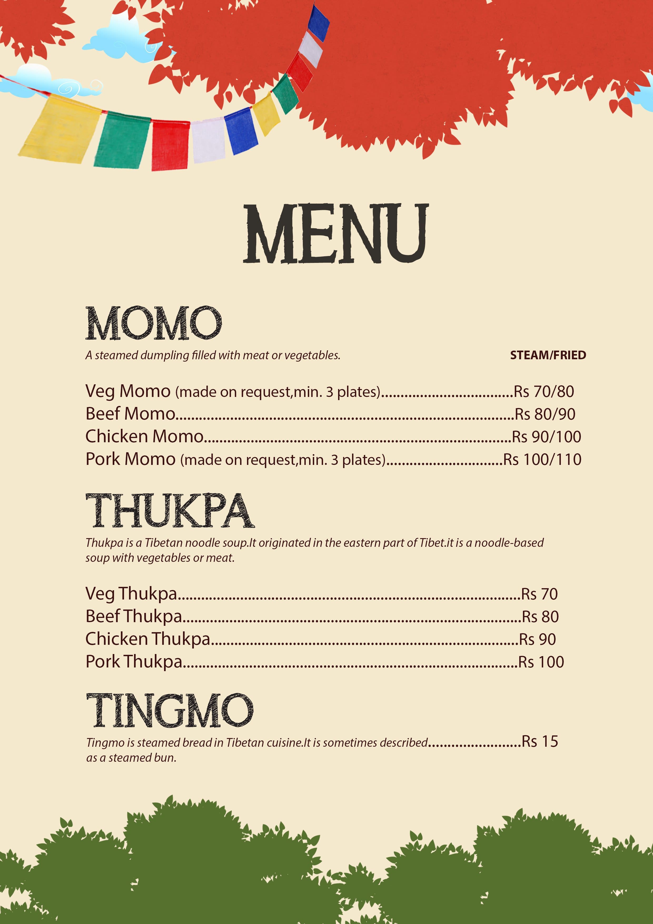 Passang S Tibetan Kitchen Menu