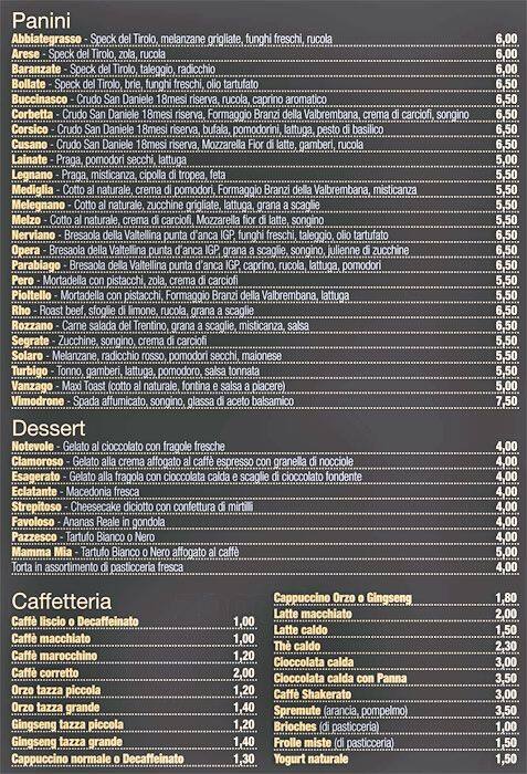 Menu di Diciotto Milano 