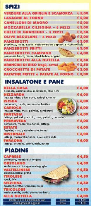 Menu di Pizzeria La Roccia 