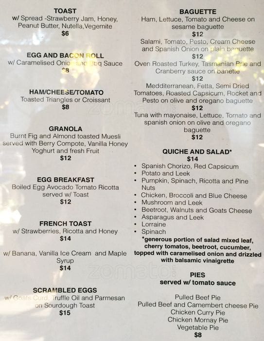 Menu at The French House cafe, Waterloo, 1G Danks St