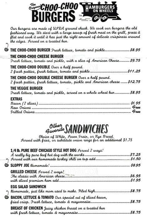 Choo Choo Restaurant Menu Menu For Choo Choo Restaurant Des Plaines Chicago