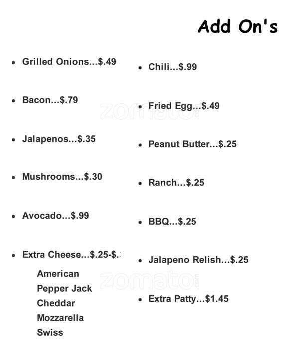 J Dub S Burger Barn Menu Menu For J Dub S Burger Barn Katy Houston