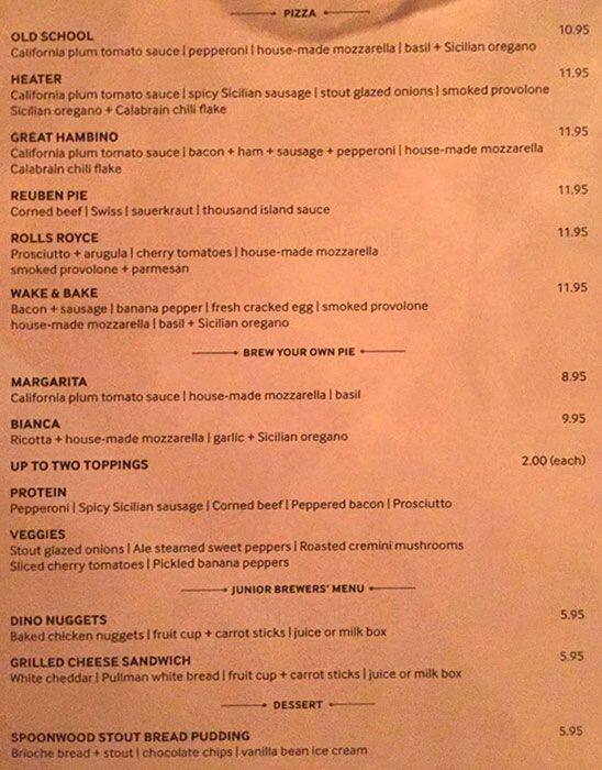 Menu at Spoonwood Brewing pub & bar, Pittsburgh