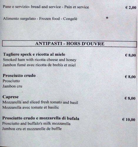 Menu di Trattoria Fusco 