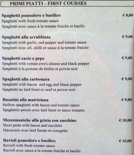 Menu di Trattoria Fusco 