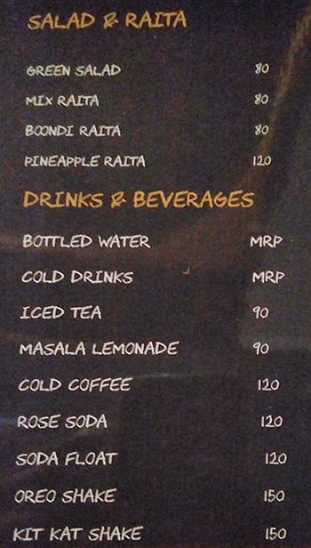 Khaane Ki Dukaan menu