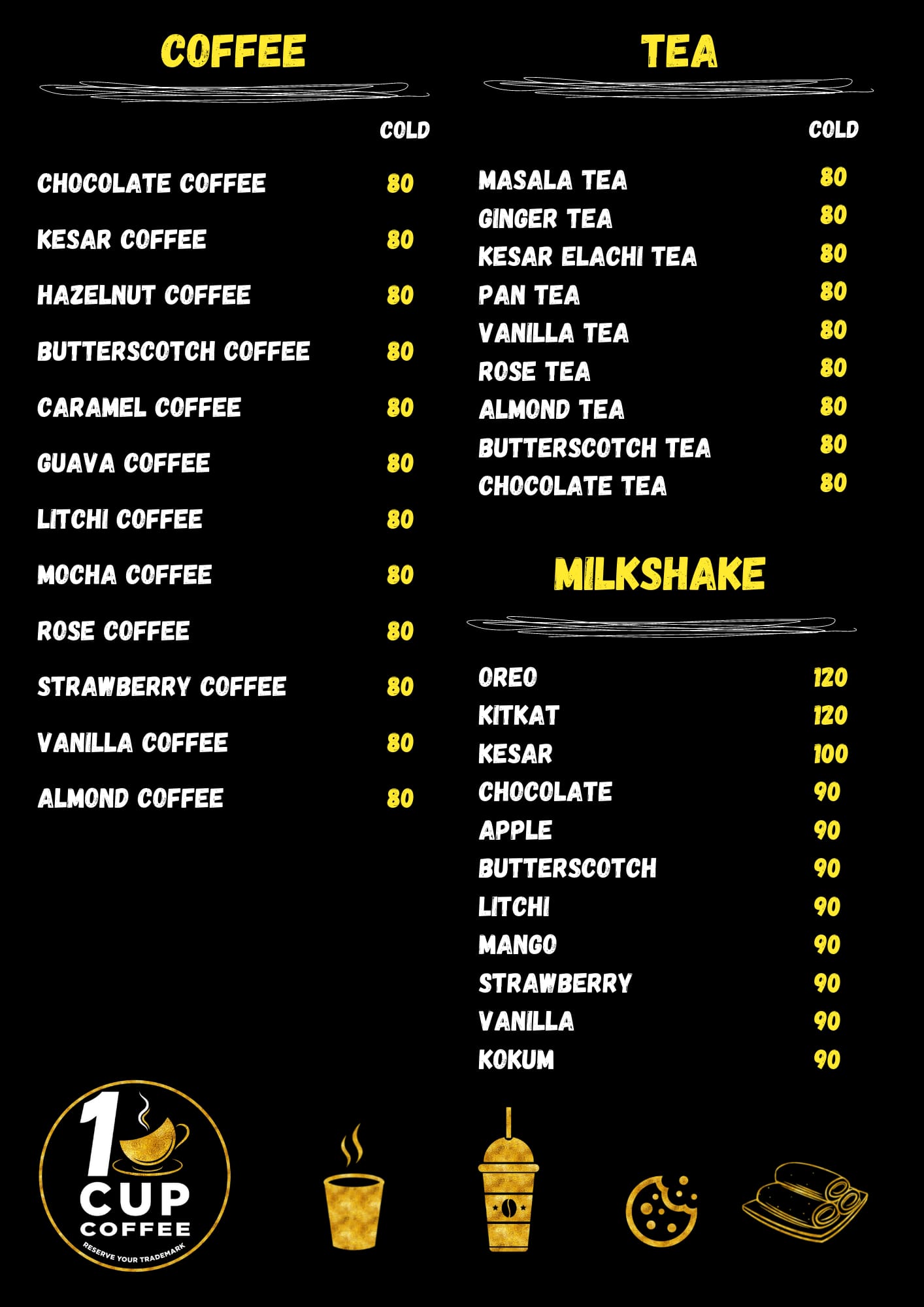 Menu of 1 Cup Coffee, Rajajinagar, Bangalore