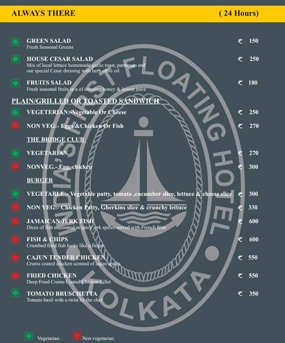 The Bridge Bistro Bar Polo Floatel menu