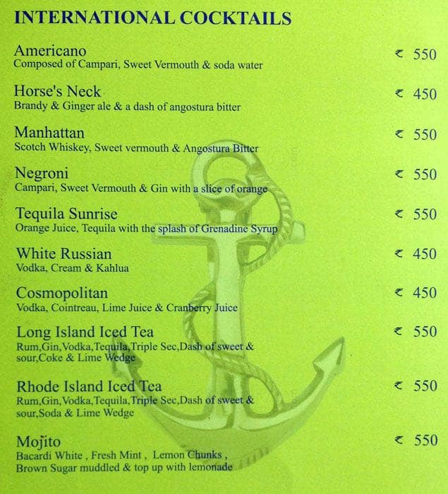 The Bridge Bistro Bar Polo Floatel menu