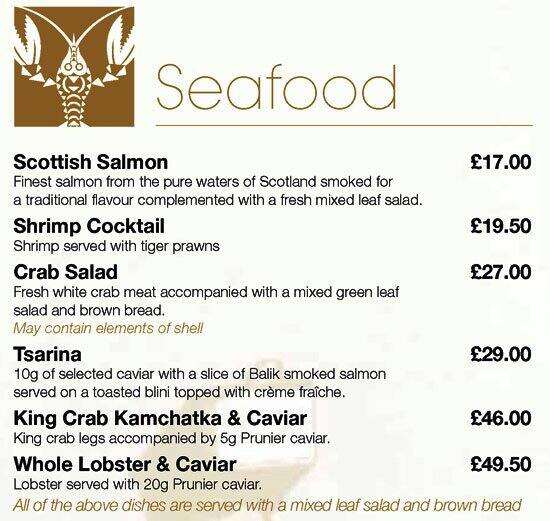Caviar House Oyster Bar Harrods Menu Zomato UK
