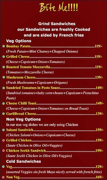 Daily Grind Cafe menu