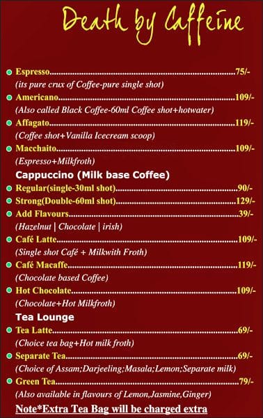 Daily Grind Cafe menu