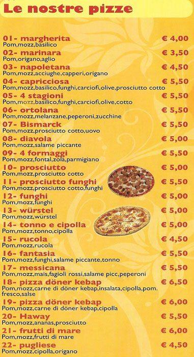 Menu di Fantasia Kebap Pizza 