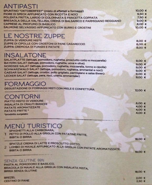 Menu di I.O.B Löwenhaus 