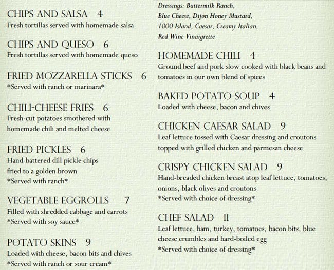 Menu at O'Sheas Irish Pub, Hurst