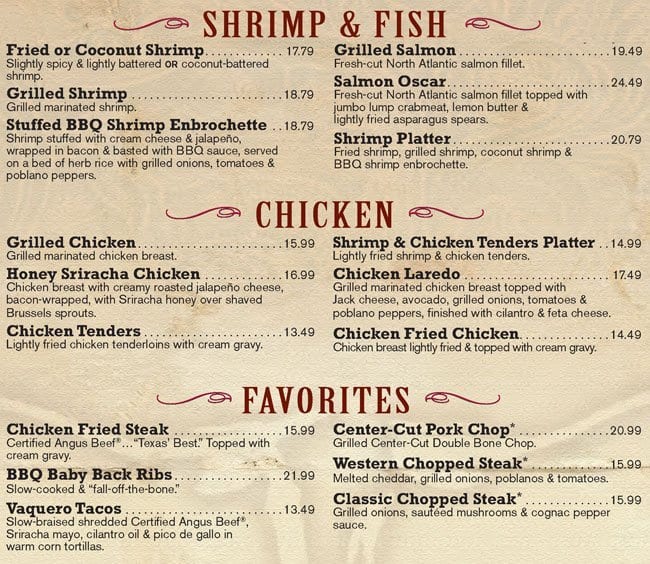 Menu at Saltgrass Steak House pub & bar, Port Arthur, Memorial Blvd