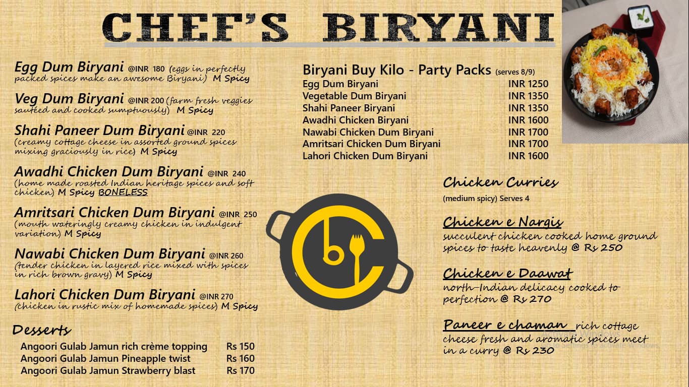 Chef's Biryani Menu, Menu For Chef's Biryani, Malad West, Mumbai - Zomato